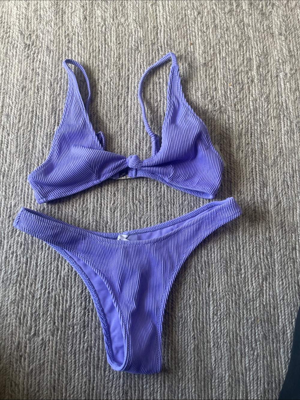 White Fox Boutique Lavender Ribbed Bikini Set #B4